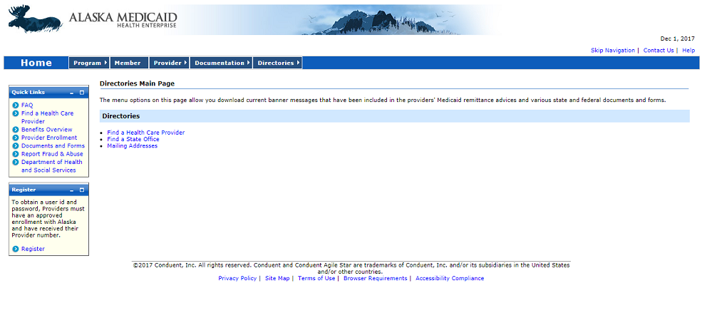 Landing page example