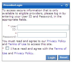 Provider Login panel