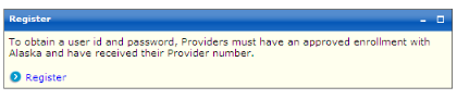 Register panel for providers and trading partners